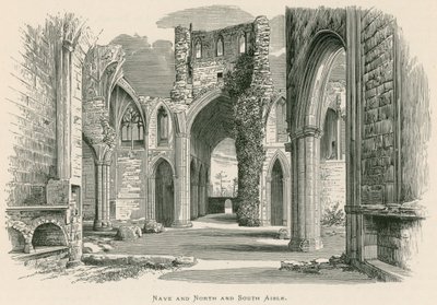 Melrose Abbey, Nave och North and South Aisle (gravyr) av Alexander Francis Lydon