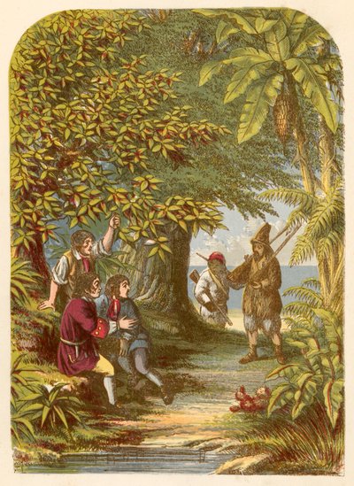 Robinson Crusoe overrasker de tre englændere av Alexander Francis Lydon