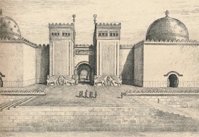Sargons Palace, Khorsabad: Den sydöstra porten, 1886 av Alexander Francis Lydon