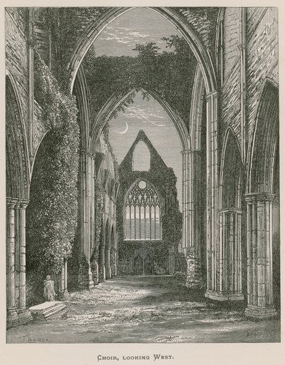 Tintern Abbey, kör, tittar västerut av Alexander Francis Lydon