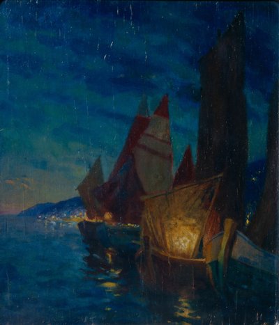 Seglar på natten av Alexander Fyodorovich Gaush