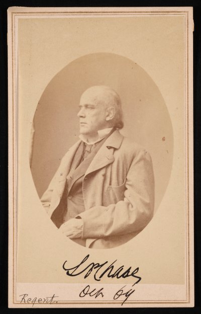 Porträtt av Salmon Portland Chase 1808-1873, oktober 1864. av Alexander Gardner