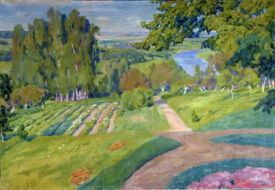 En lantgård. Målning av Alexander Fyodorovich Gaush (1873-1947), olja på duk, cirka 1910, rysk konst, art nouveau. Regionala M.Vrubel konstmuseum, Omsk (Ryssland). av Alexander Gaush
