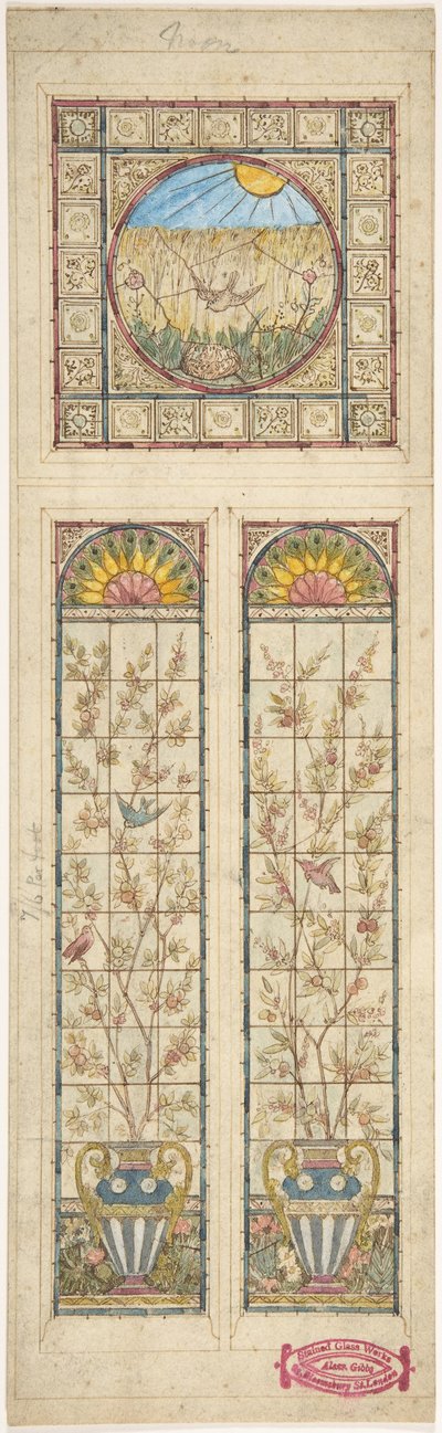 Design för ett målat glasfönster, 1866-92. av Alexander Gibbs