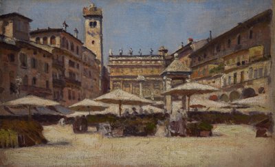 Piazza delle Erbe i Verona, ca 1900 (olja på duk) av Alexander Gierymski