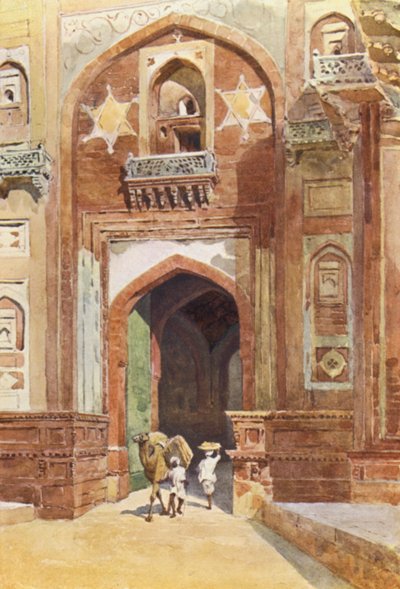 Agra Fort, innanför Delhi Gate (färg litho) av Alexander Henry Hallam Murray
