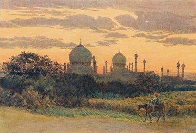 Solnedgången bakom Ibrahim Roza, Bijapur, c1880 1905. av Alexander Henry Hallam Murray