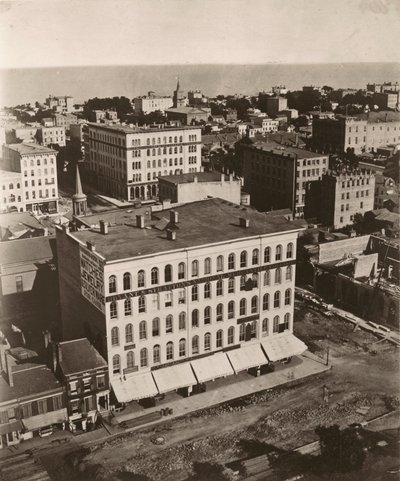 Utsikt östsydost från kupolen på domstolsbyggnaden i Chicago av Alexander Hesler