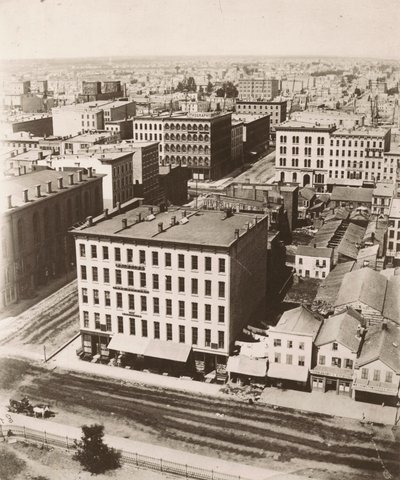 Utsikt nordnordväst från kupolen på domstolsbyggnaden i Chicago, 1858 av Alexander Hesler