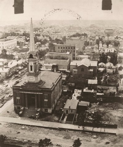 Utsikt söderut från kupolen på domstolsbyggnaden i Chicago, 1858 av Alexander Hesler