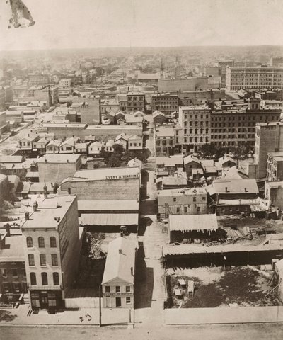 Utsikt västerut från kupolen på domstolsbyggnaden i Chicago, 1858 av Alexander Hesler