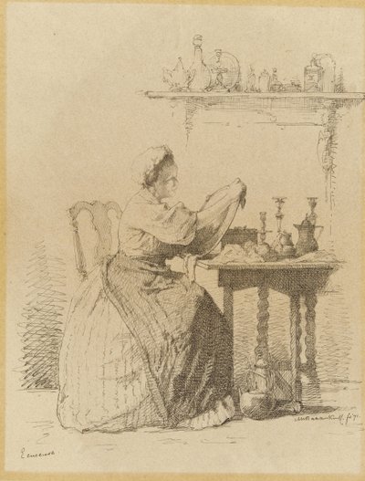 Hembiträde som städar bordet. Ecureuse (titel på objekt) av Alexander Hugo Bakker Korff