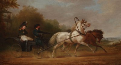 Tsar Alexander I kör en droschki (olja på duk) av Alexander Ivanovich Sauerweid
