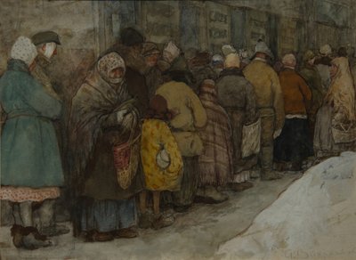 The Queue, ca 1921 av Alexander Ivanovich Vakhrameyev