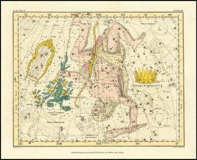 1822 - Alexander Jamieson - Corona Borealis, Herkules och Cerberus samt Lyran av Alexander Jamieson