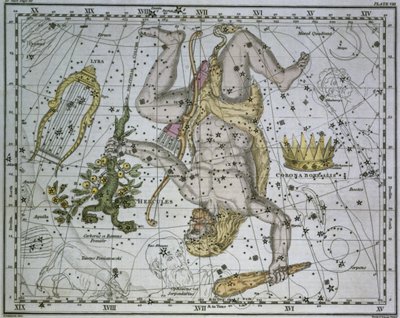 Hercules, från "A Celestial Atlas", pub. år 1822 av Alexander Jamieson