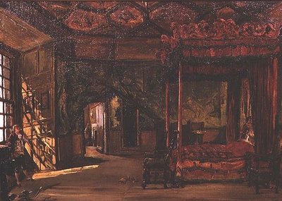 Drottning Marys sovrum, Holyrood (olja) av Alexander Jnr. Fraser