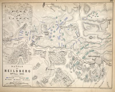 Karta över Heilsberg, utgiven av William Blackwood and Sons, Edinburgh och London, 1848 (handkolorerad gravyr) av Alexander Keith Johnston