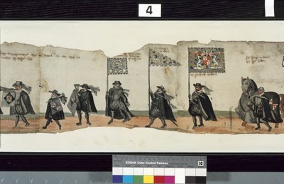 Detalj från The Huntly Funeral Procession, som sägs ha använts för obsequies av George 1st, Marquess of Huntly av Alexander Kincaid