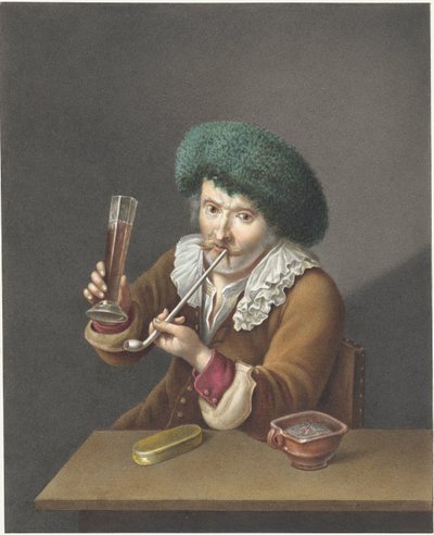 Sittande man med glas och pipa av Alexander Liernur