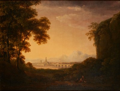 Figurer i ett skogsbevuxet italienskt landskap (olja på duk) av Alexander Nasmyth