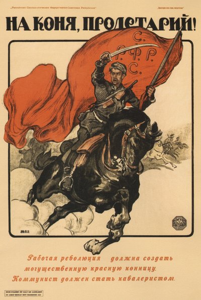 Till häst, proletär! Affisch, 1918 av Alexander Petrovich Apsit