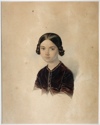 Porträtt av Sofia Alexandrovna Briullowa (1848-1901) av Sokolov, Alexander Petrovich (1830-1911). Akvarell på kartong, slutet av 1850-talet-början av 1860-talet, State Museum of A.S. Pushkin, Moskva av Alexander Petrovich Sokolov