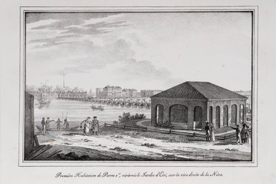 Peter den stores stuga med utsikt över Sankt Petersburg, 1820-talet av Alexander Pluchart