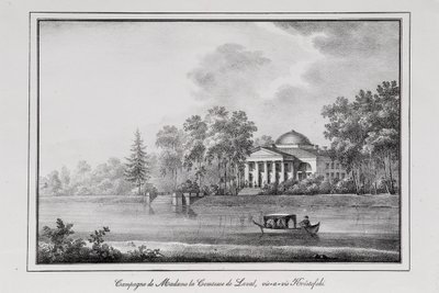 Grevinnan de Lavals sommarhus på Aptekarsky Island Series Views of Saint Petersburg, 1820s av Alexander Pluchart