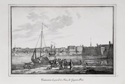 Petrovsky-kajen i St. Petersburg, den så kallade Gagarinsky-bråkaren Series Views of Saint Petersburg, 1820-talet av Alexander Pluchart
