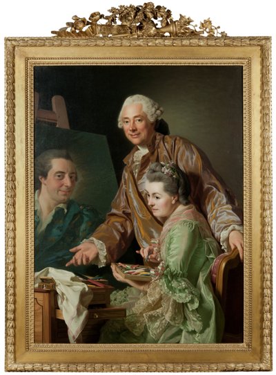 Konstnären och hans hustru Marie Suzanne Giroust målar porträttet av Henrik Wilhelm Peill av Alexander Roslin