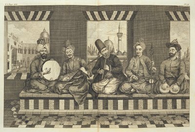Syriska musiker, tallrik 4 från "Natural History of Aleppo", pub. av Patrick Russell, 1794 av Alexander Russell