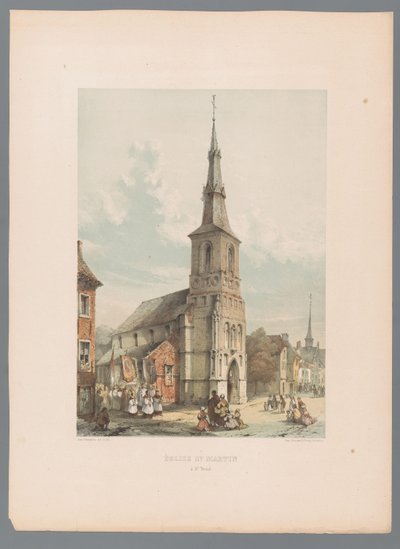 Utsikt över Saint Martin-kyrkan i Sint-Truiden Kyrkan St. Martin à St. Trond (titel på objektet) av Alexander Schaepkens