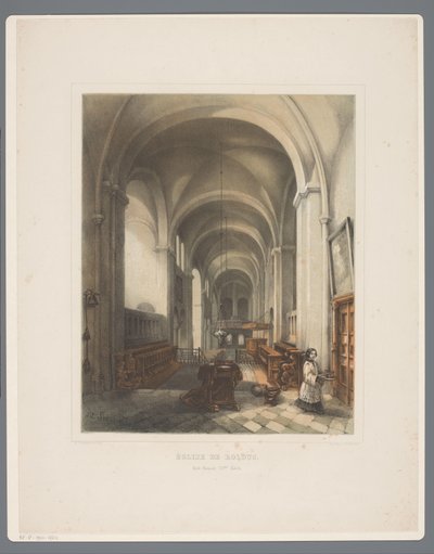 Interiör av Rolduc Abbey Church Église de Rolduc, Style Roman XIIme Siècle (titel på objekt) Rolduc et ses environs (serietitel) av Alexander Schaepkens