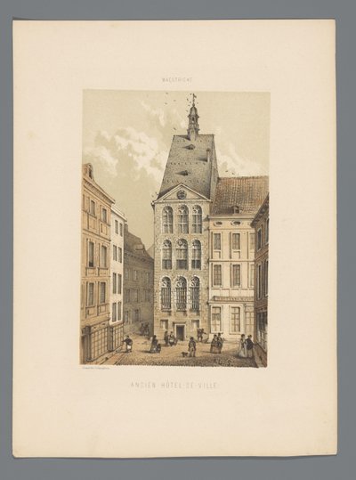 Gamla rådhuset i Maastricht Ancien Hôtel-de-ville (titel på objekt) Monuments de Maastricht (serietitel) av Alexander Schaepkens