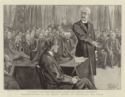 Presentation till Sir Henry Irving när han mottar sin titel av Alexander Stuart Boyd