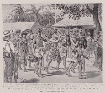 Krisen i Samoa, ett födosöksparti som återvänder till Apia från Bush av Alexander Stuart Boyd