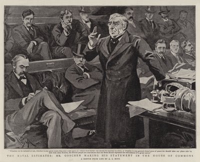 Naval Estimates, Goschen gör sitt uttalande i underhuset. av Alexander Stuart Boyd