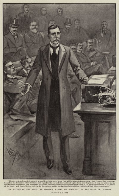 Reformen av armén, Rrodrick gör sitt uttalande i underhuset. av Alexander Stuart Boyd