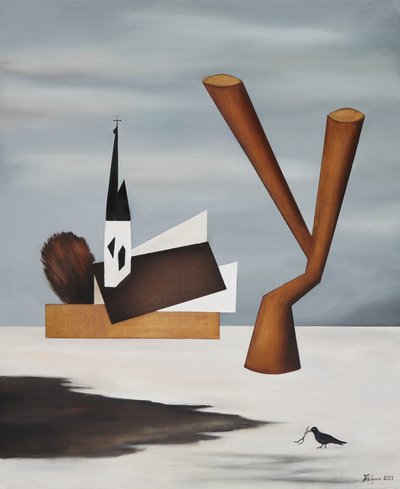 Ett surrealistiskt kyrkligt landskap av Alexander Trifonov