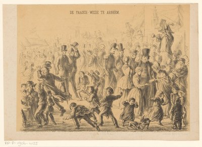 Folk på påskängen i Arnhem Paasch-Weide i Arnhem (titel på objekt) av Alexander Ver Huell