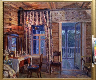 Interiör med ikonlampa. Målning av Alexander Viktorovich Moravov (Alexander Victor) (1878-1951), olja på duk av Alexander Viktorovich Moravov