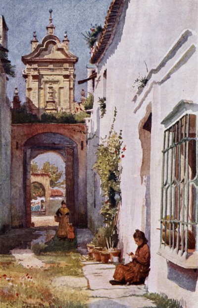 I Sevilla (färg litho) av Alexander Wallace Rimington