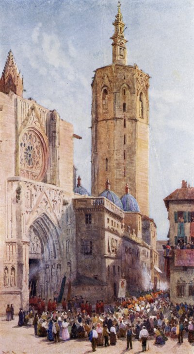 The Mignelete, Valencia (färg litho) av Alexander Wallace Rimington