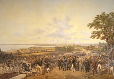 Kung Carl XIV Johan (1763-1844) av Sverige på besök i kanalslussarna vid Berg 1819, 1856 av Alexander Wetterling