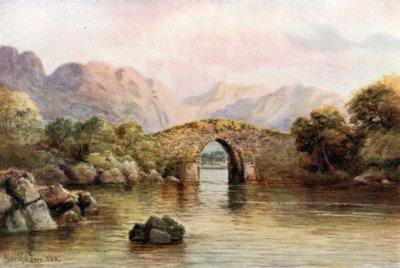 Brickeen Bridge, Lower Lake, Killarney (färglitografi) av Alexander Williams