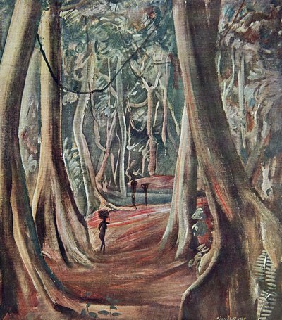 I den stora skogen, från Drawings and Paintings of Africa, utförd under Citroen Center Africa-expeditionen, andra Haardt Audouin-Dubreuil-uppdraget, pub. Paris, 1927 av Alexander Yakovlev