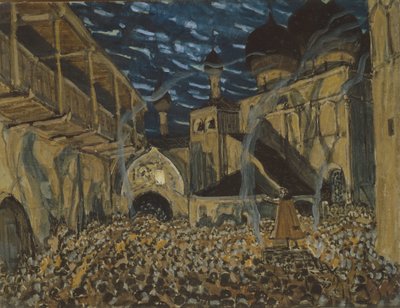 Scenografi för operan The Pskov Maiden av N. Rimsky-Korsakov, ca. av Alexander Yakovlevich Golovin