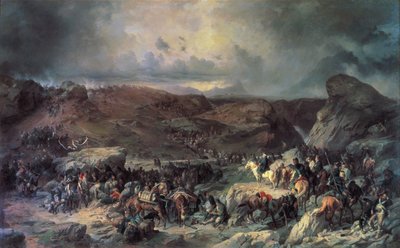 Armé av Alexander Suvorov som korsar St Gotthard-passet, september 1799 1800-talet. av Alexander von Kotzebue