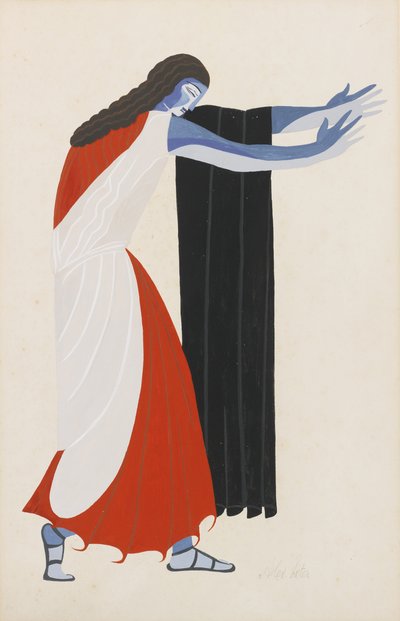 Kostymdesign för pjäsen Seven Against Thebe av Aeschylus, 1925 av Alexandra Alexandrowna Exter